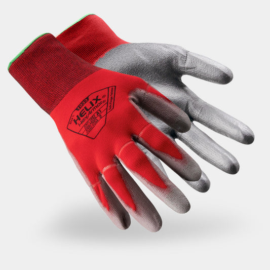 HexArmor Helix 1033 Safe Finger Release Gloves — Box of 12 pairs | ANSI Cut A1, Polyurethane Palm, 15-Gauge