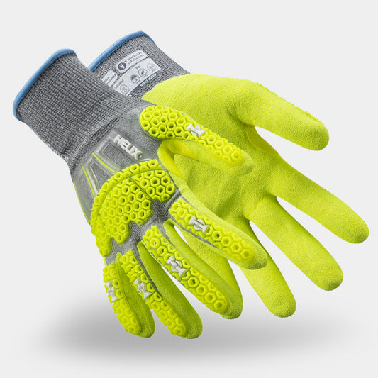 HexArmor Helix 3014IMP Impact Gloves | ANSI Cut A6, Sandy Nitrile Palm, 18-Gauge
