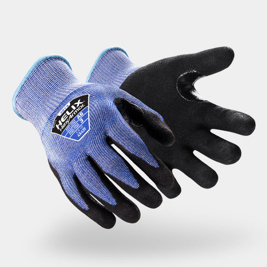 HexArmor Helix 2074 Abrasion Resistant Gloves | ANSI Cut A6, Sandy Nitrile Palm, 13-Gauge