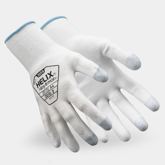 HexArmor Helix 3059 HPPE Polyurethane-Coated Work Gloves — Box of 12 pairs | ANSI Cut A4, Polyurethane Palm, 18-Gauge