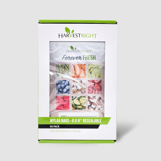 Harvest Right 7 mil Mylar Bags — 6" × 9.75" resealable zip (1 qt) — case of 6 × 50