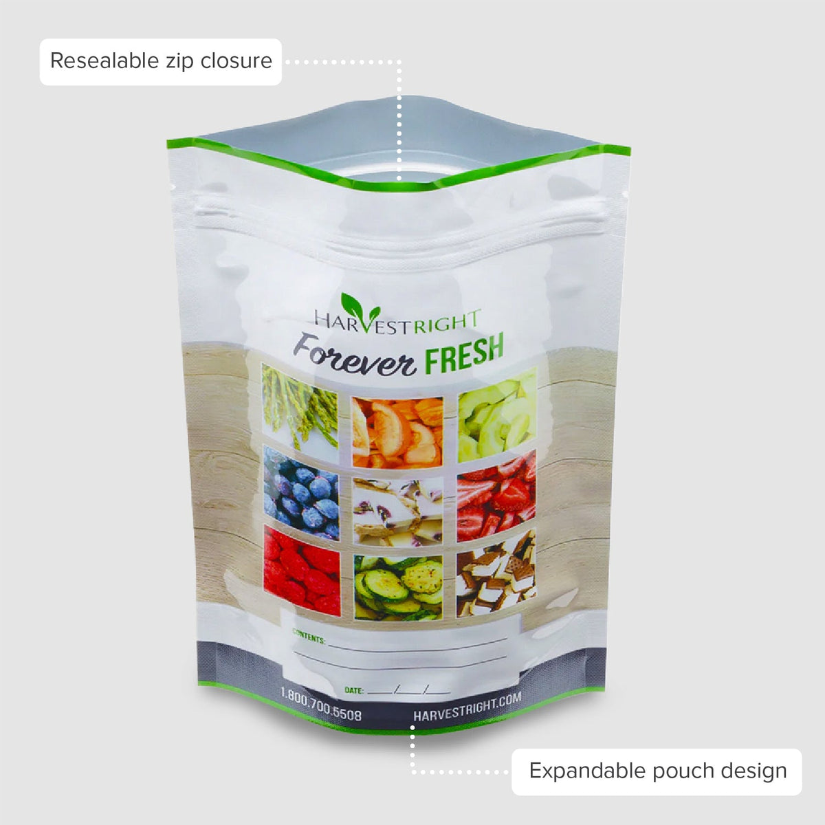 Harvest Right 7 mil Mylar Bags — 6" × 9.75" resealable zip (1 qt) — case of 6 × 50