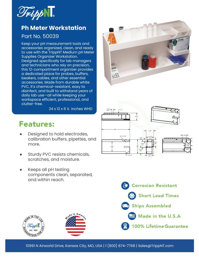 TrippNT 50039 pH Meter Supplies Organizer Workstation - Lab Installation Lifestyle Shot