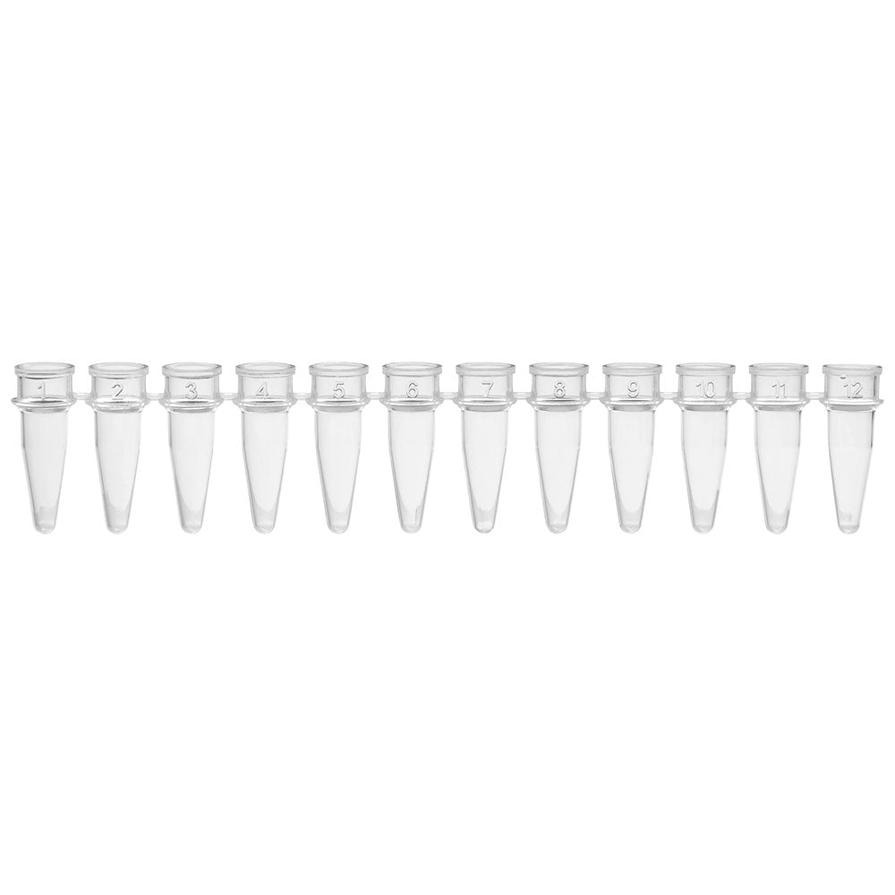 0.2 mL PCR 8-Strip Tubes, No Caps, Natural Polypropylene — 8-Strip & 12-Strip Formats, 120/Pack | Globe Scientific