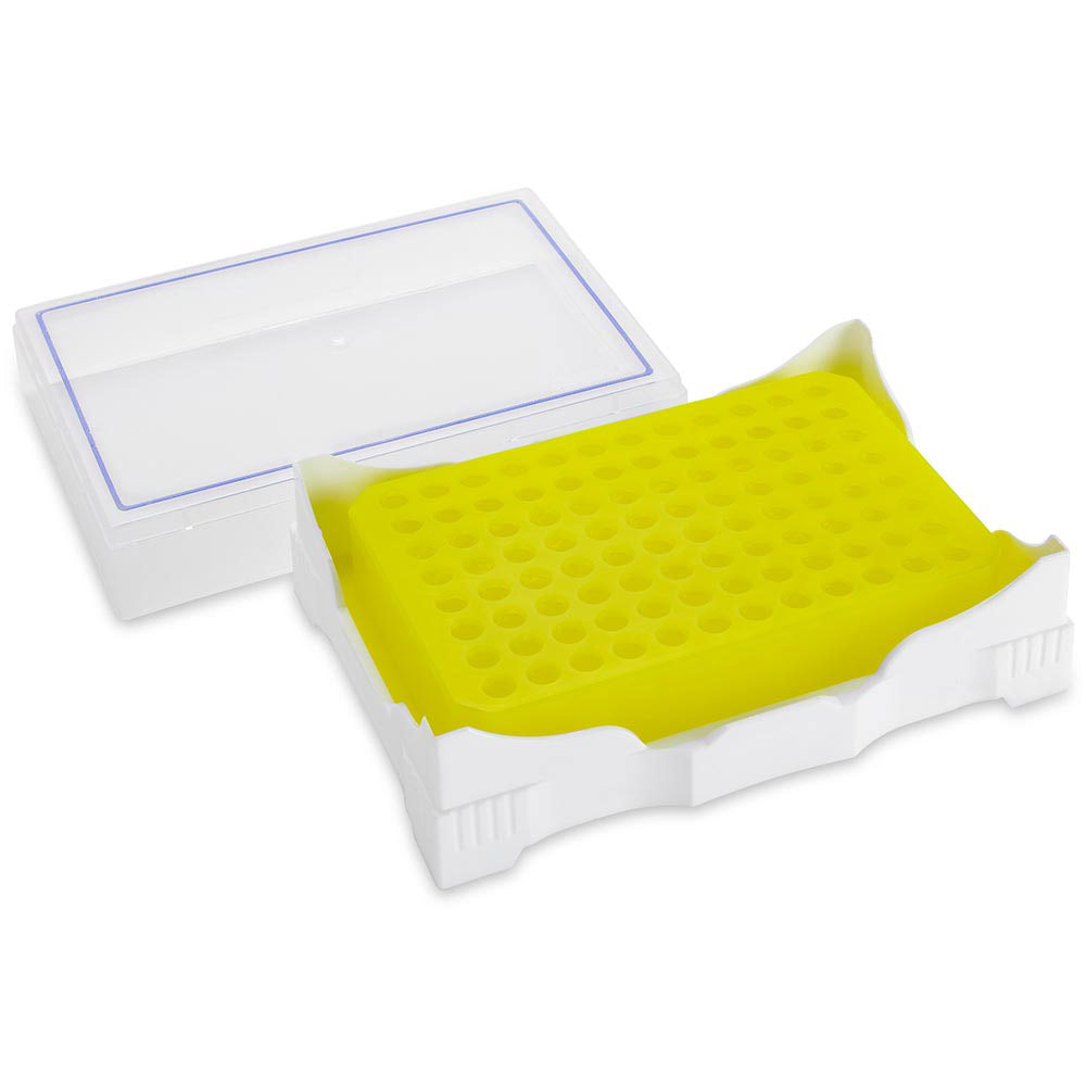 PCR Cold Work Rack, 4°C 96-Well for Plates & Strips, Color-Changing Green-to-Yellow, 1/Each | Globe Scientific
