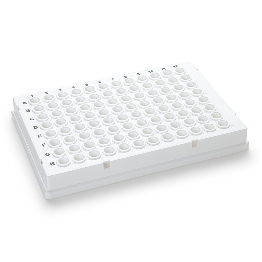 0.2 mL 96-Well PCR Plates, Low Profile Full Skirt, White Polypropylene — 50/Case | Globe Scientific