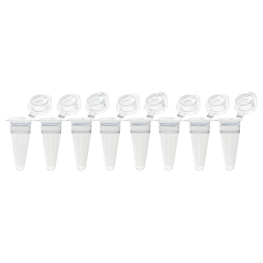 QuickSnap 0.1mL 8-Strip Tubes, Individually-Attached Flat Caps, Clear