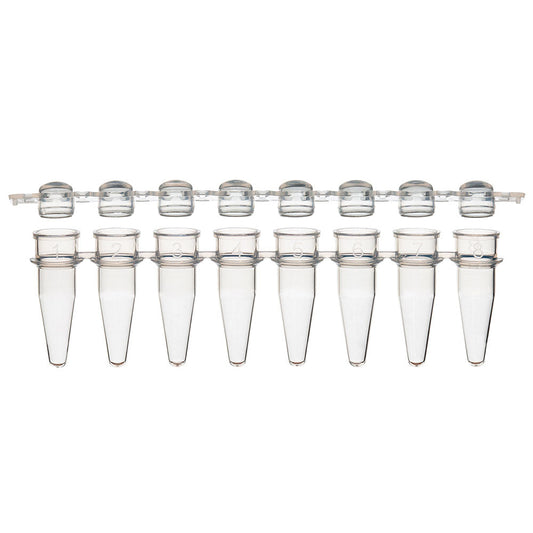 0.2mL 12-Strip Tubes, with Separate 12-Strip clear Dome caps, Natural