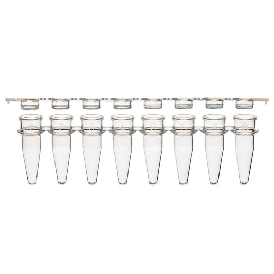 0.2 mL PCR Strip Tubes, Separate Flat Caps, PP — 8- & 12-Strip Formats, 120/Pack | Globe Scientific
