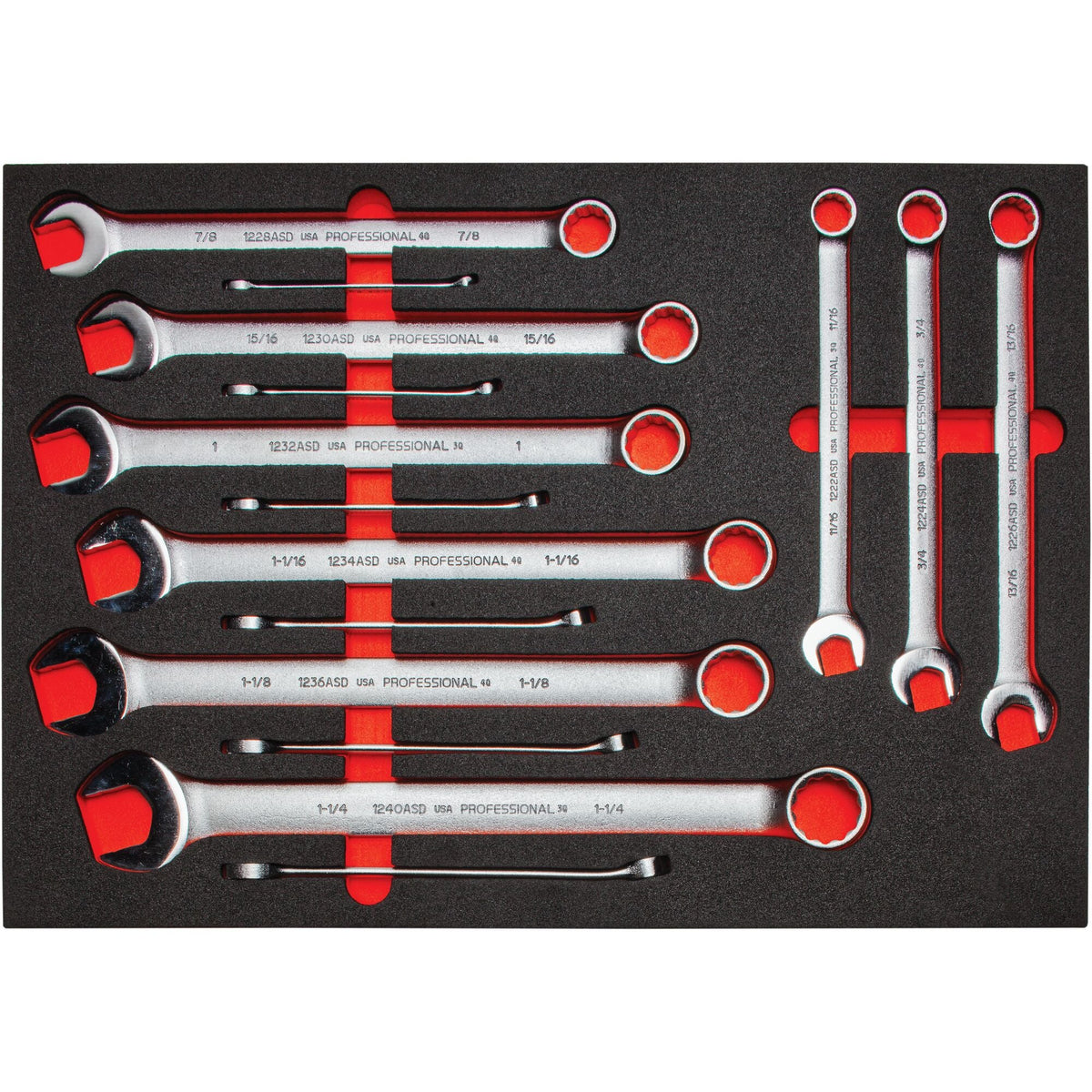Proto 12-Point Velocity Satin Combination Wrench Set With Foam (15 pc.) J1200FASDKV