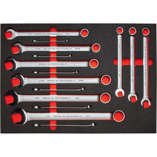 Proto 12-Point Velocity Satin Combination Wrench Set With Foam (15 pc.) J1200FASDKV