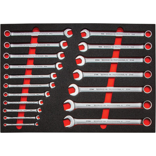 Proto 12-Point Velocity Satin ASD Combination Wrench Set With Foam (18 pc.) J1200R-MASDKV