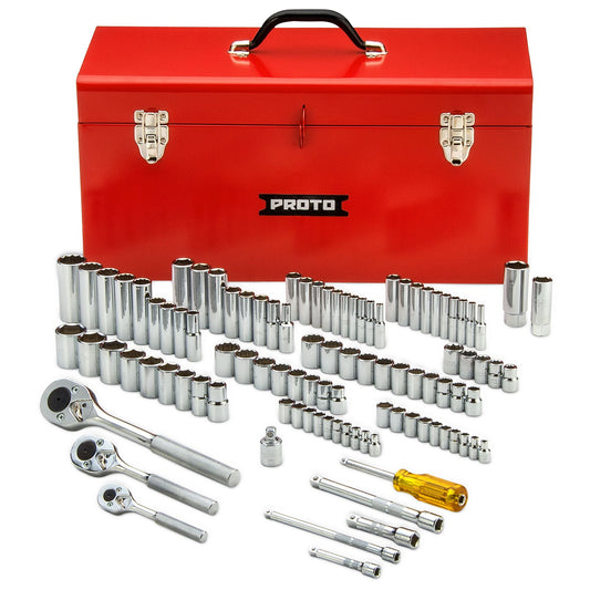 Proto 1/4 in., 3/8 in. & 1/2 in. Drive 6-8-12-Point Socket Set With Tool Box (101 pc.) J47101-1A