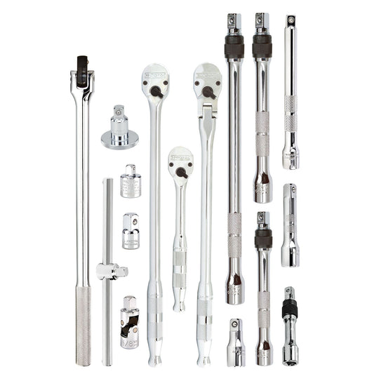 Proto 3/8 in. Drive Tools & Accessories Set With Full Polish Precision 90 Ratchet With Foam (16 pc.) J52000KV