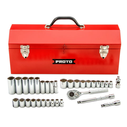 Proto 3/8 in. Drive 12-Point Combination Socket Set With Tool Box (34 pc.) J52230-1A