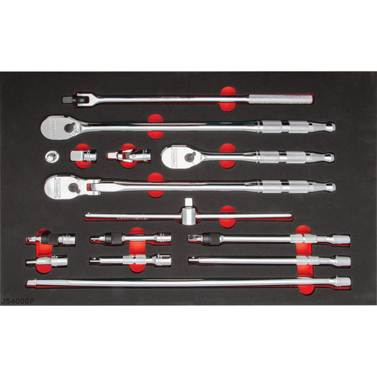 Proto 1/2 in. Drive Velocity Full Polish Tools & Accessories Set With Precision 90 Ratchet and Foam J54000KV