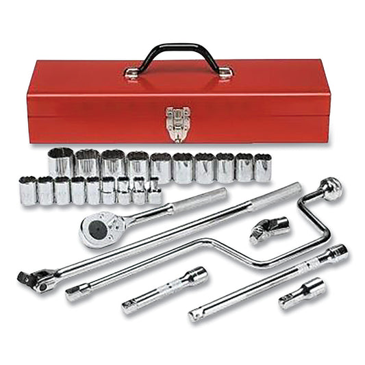 Proto 1/2 in. Drive 12-Point Socket Set With Set Box (26 pc.) J54124A