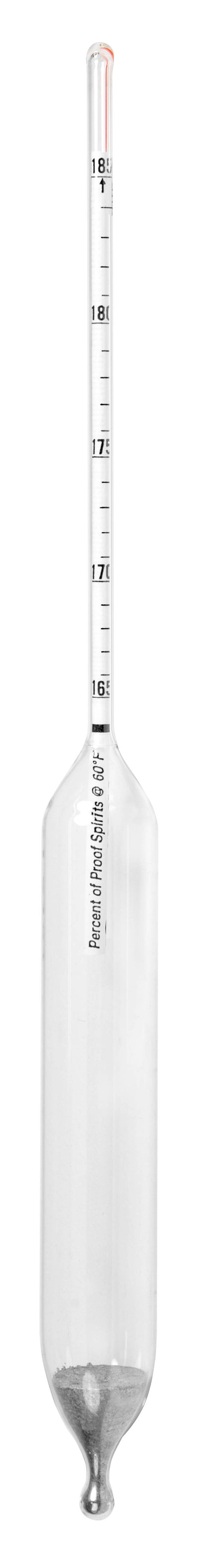Heathrow Scientific Alcohol Proof Hydrometers 6613 — Size Q (165 to 185 Proof) / Standard (Uncertified), 6613-Q