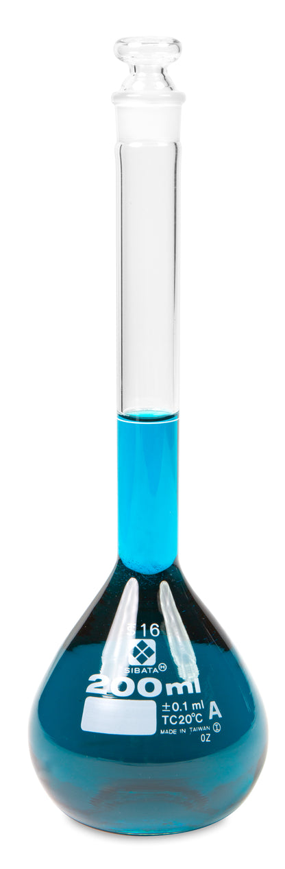 2306A-200 - SIBATA Class A Volumetric Flask 200 mL Glass Stopper ASTM E-288