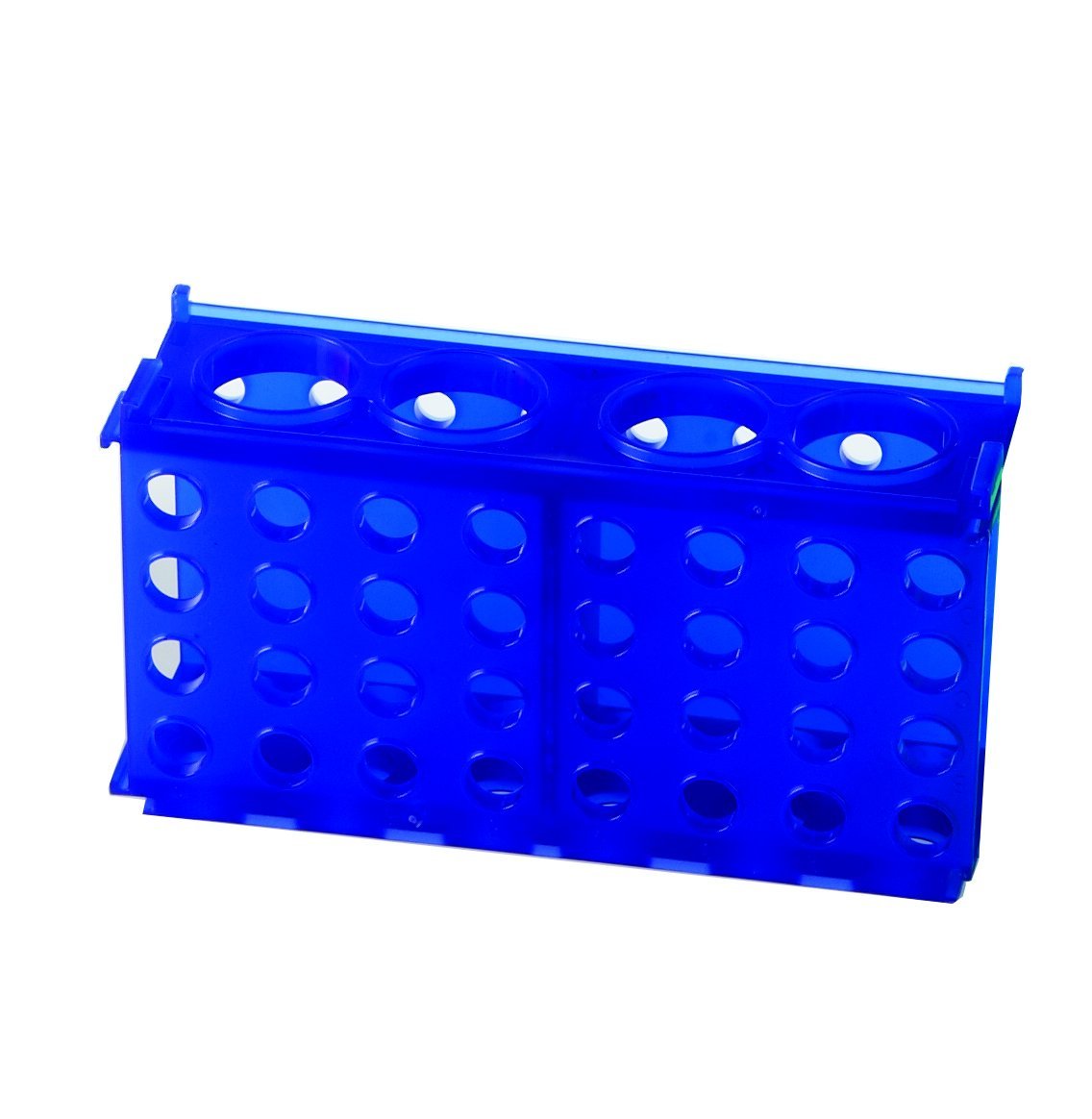 HS29022B - Heathrow Scientific 4-Way Tube Rack Blue Pack of 5 - Holds 50mL 15mL 1.5mL 0.5mL
