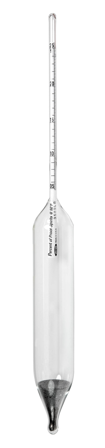 Heathrow Scientific Alcohol Proof Hydrometers 6613 — Size M (105 to 125 Proof) / Standard (Uncertified), 6613-M