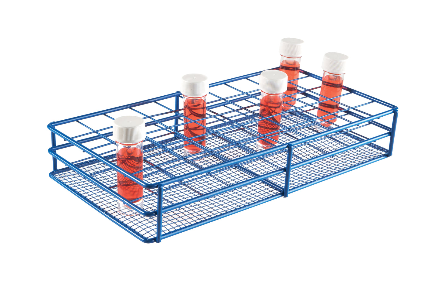 Heathrow Scientific HDPE Coated Wire Tube Rack, 29–33mm, Blue - Image 3