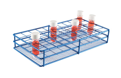 Heathrow Scientific HDPE Coated Wire Tube Rack, 29–33mm, Blue - Image 3