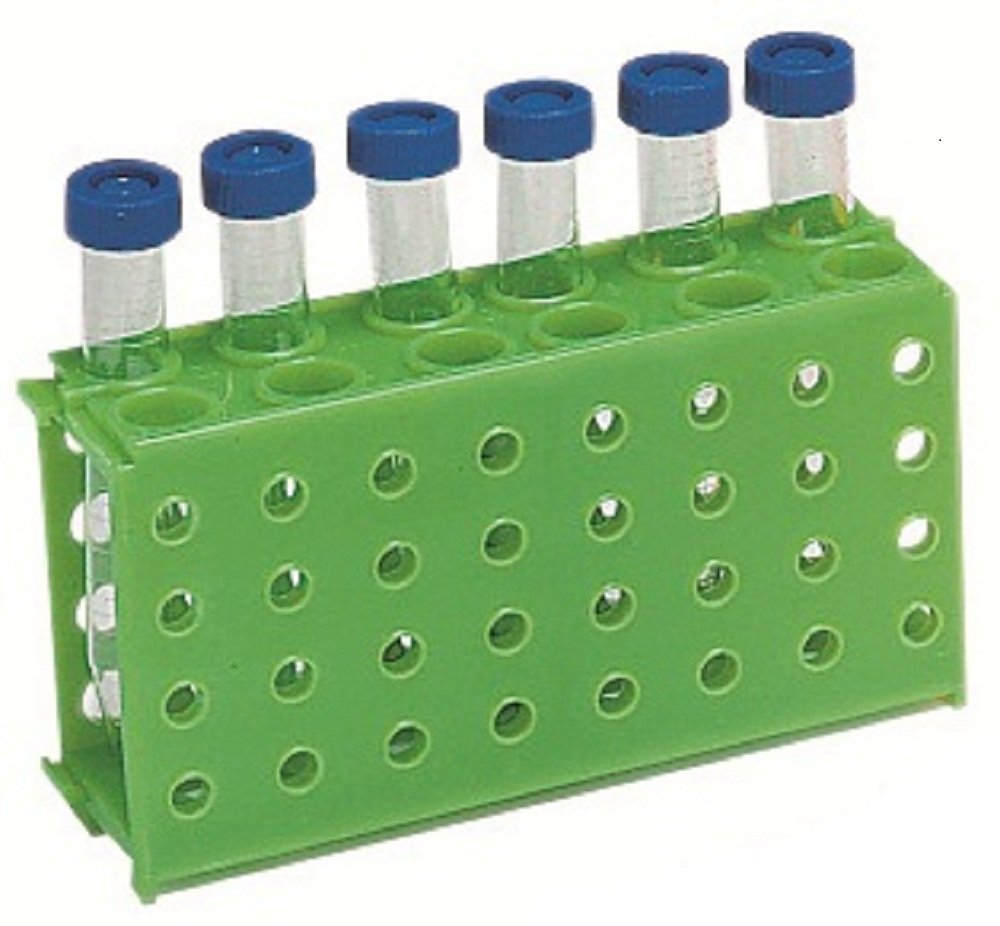 HS29022C - Heathrow Scientific 4-Way Tube Rack Green Pack of 5 - Holds 50mL 15mL 1.5mL 0.5mL