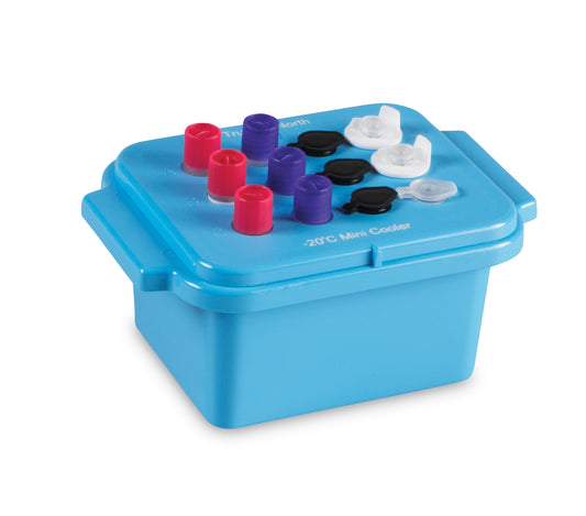 Heathrow Scientific True North Mini Cooler 12-well -20°C clear lid blue (SKU 120073)