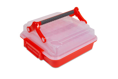 120927 - Heathrow Scientific DuraPorter XL High-Capacity Sample Transport Tote Red Transparent Lid