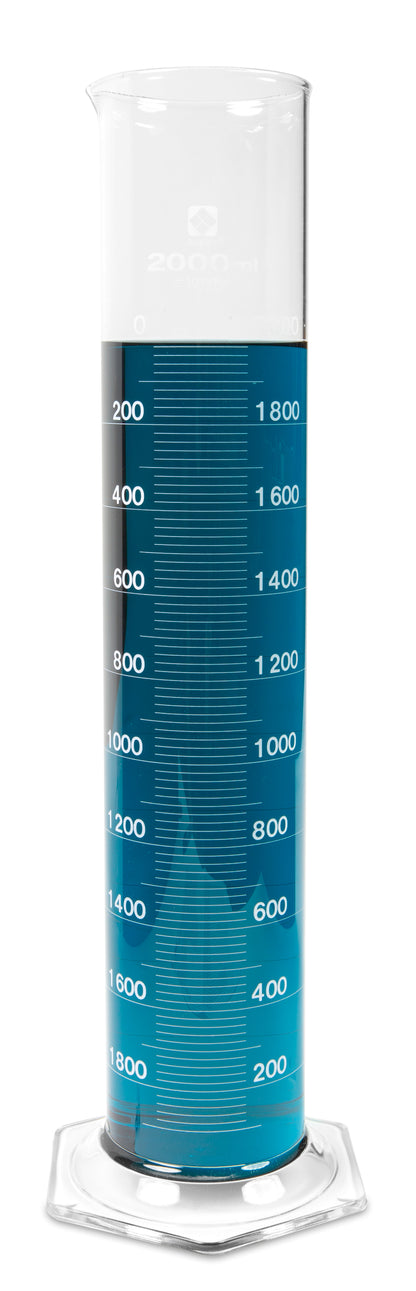 Class B Glass Graduated Cylinders - Borosilicate - Heathrow Scientific - 2351-2000 - Heathrow Scientific