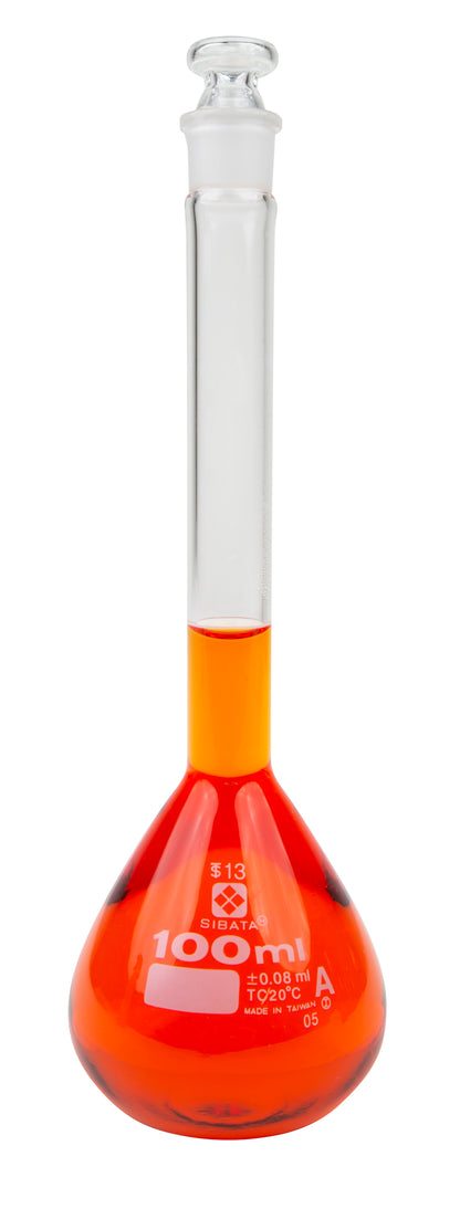2306A-100 - SIBATA Class A Volumetric Flask 100 mL Glass Stopper ASTM E-288