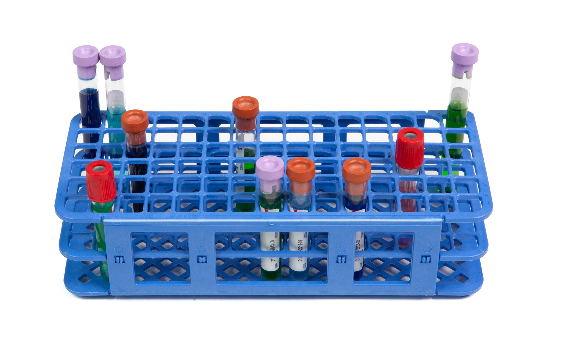 HS243073B - Heathrow Scientific Fold & Snap Test Tube Rack 13mm 90-Place, Blue