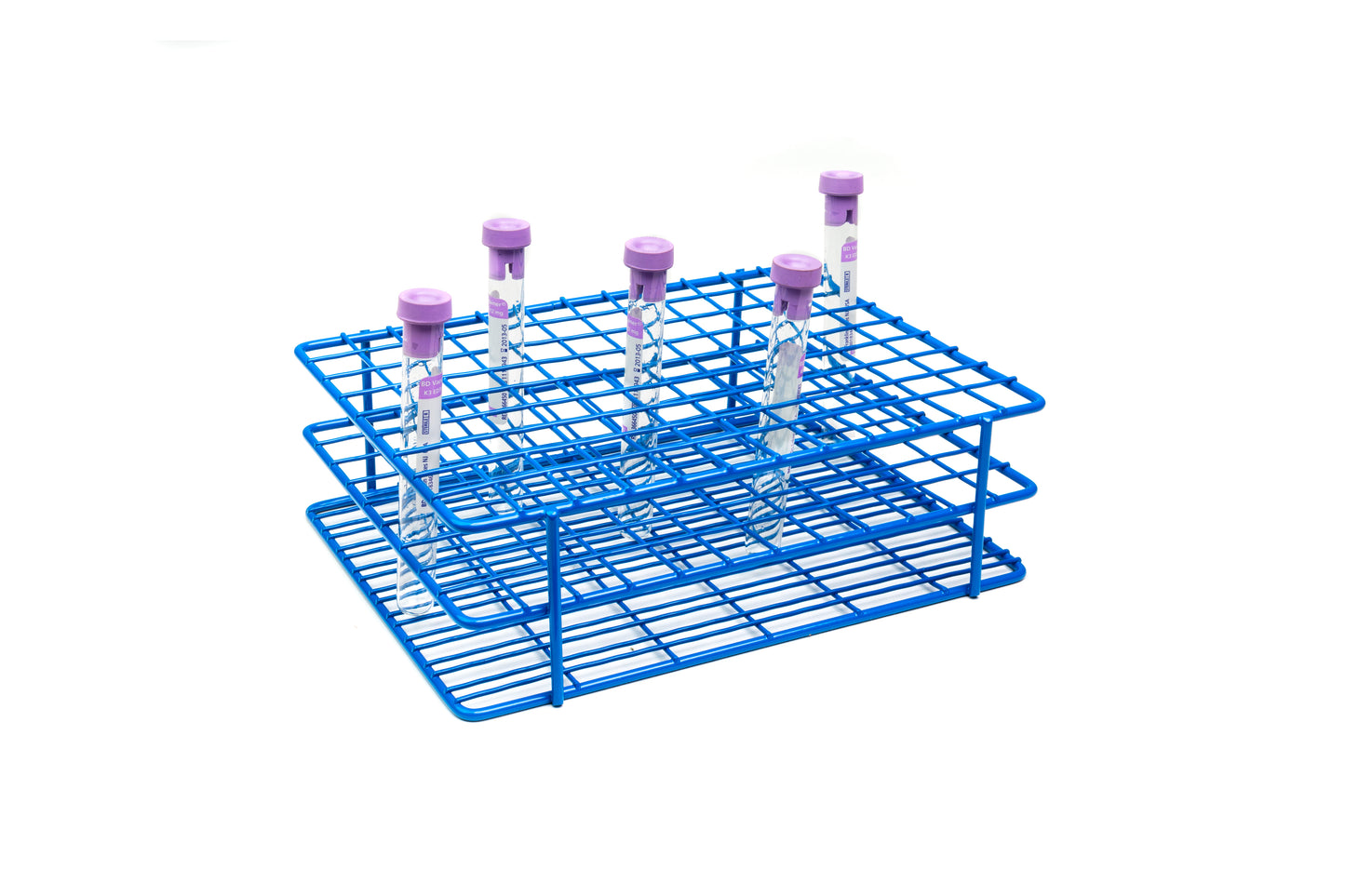HDPE Coated Wire Tube Rack, 13-16mm, 108-Well - Blue