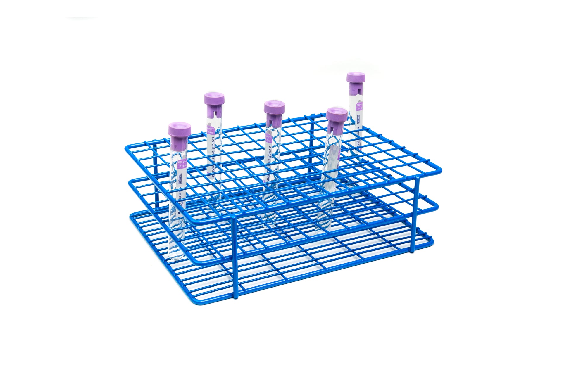 HDPE Coated Wire Tube Rack, 13-16mm, 108-Well - Blue