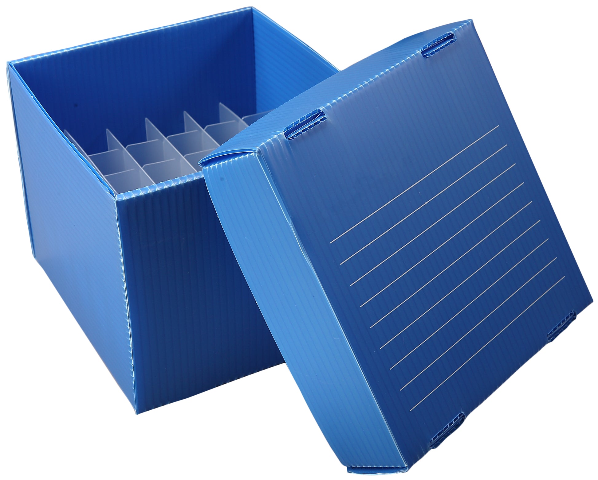 120392 - Heathrow Corrugated PP Cryogenic Freezer Box for 15mL Tubes, Blue