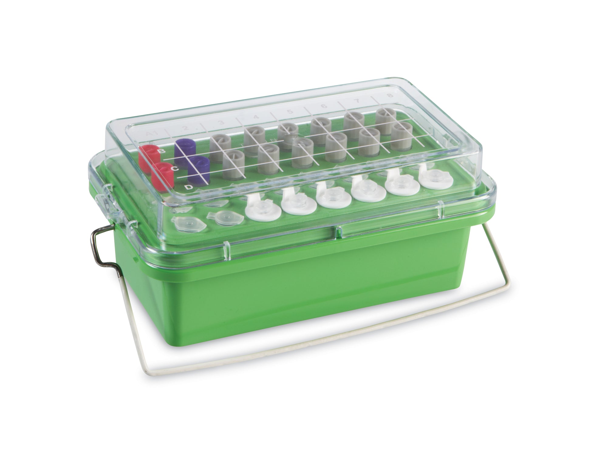 Heathrow Scientific True North Mini Cooler 32-well 0°C Clear lid Green (SKU 120071)