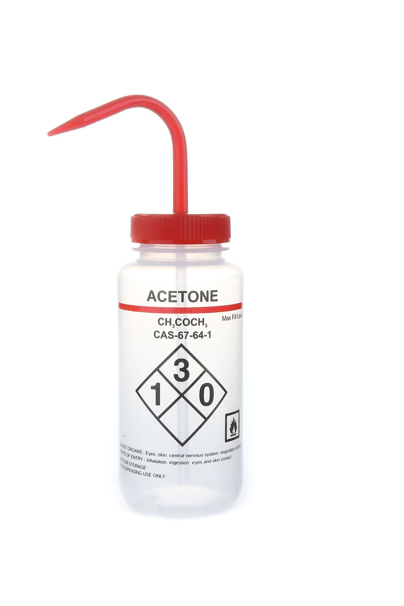 Heathrow Scientific Safety Labeled Wash Bottles - 120250 Series | 500mL Self-Venting