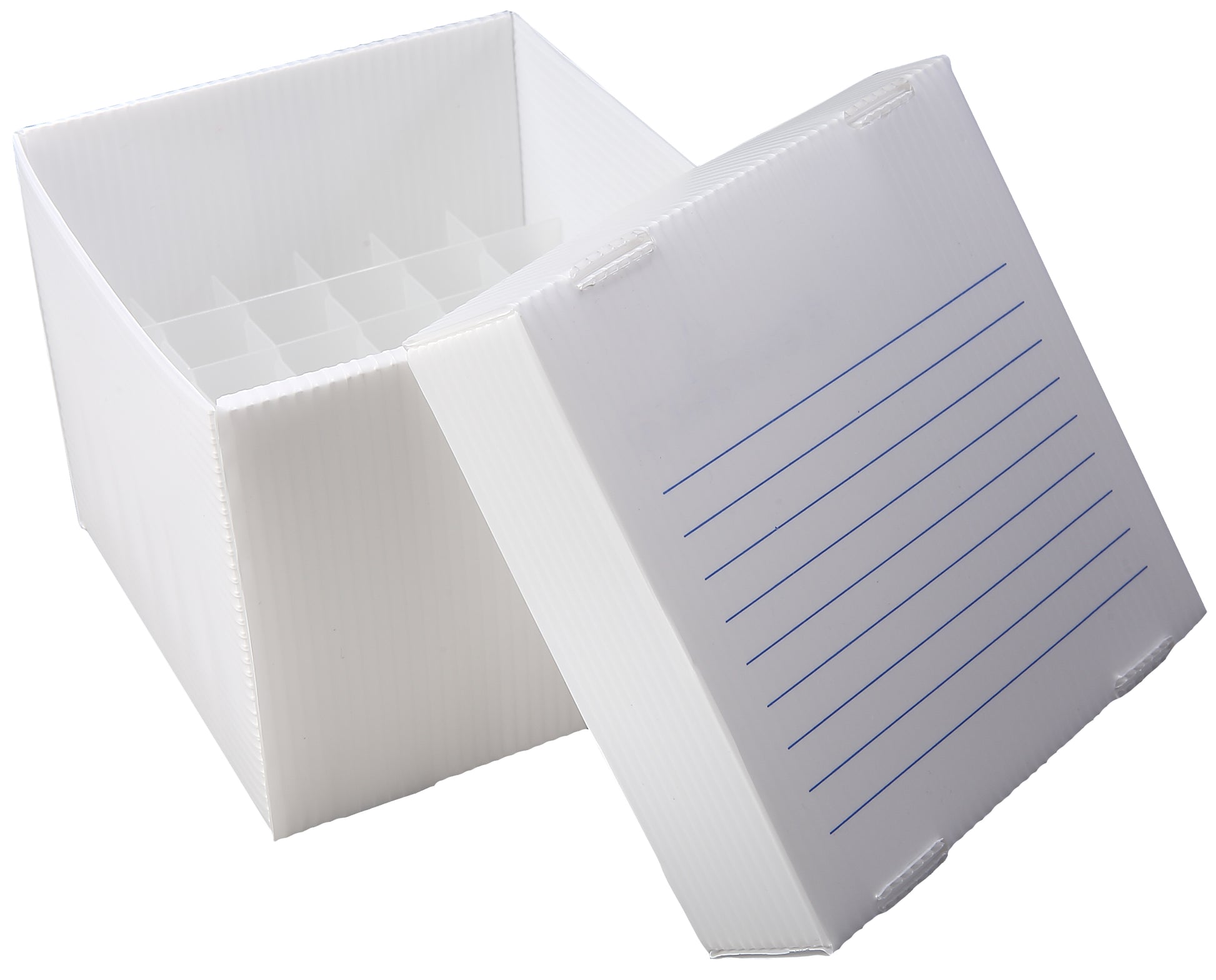 120391 - Heathrow Corrugated PP Cryogenic Freezer Box for 15mL Tubes, Natural (White)