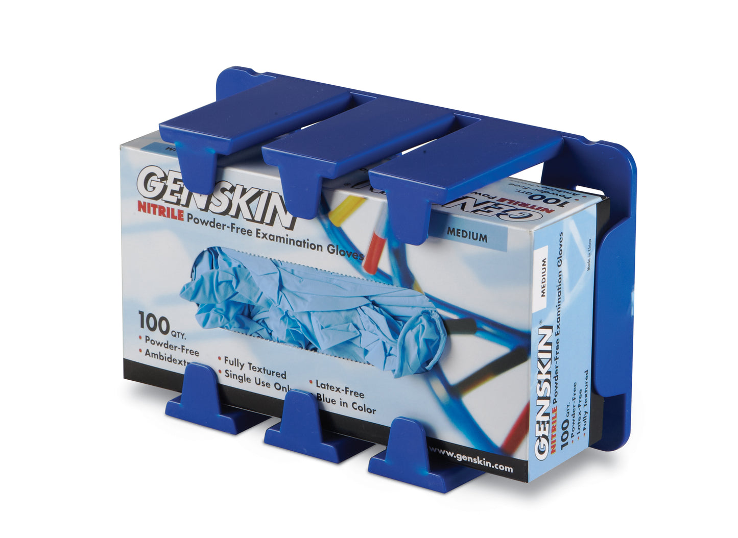 Heathrow Scientific Anti-Microbial Glove Box Holder HS23491A Blue Microban pack of 3 wall-mount