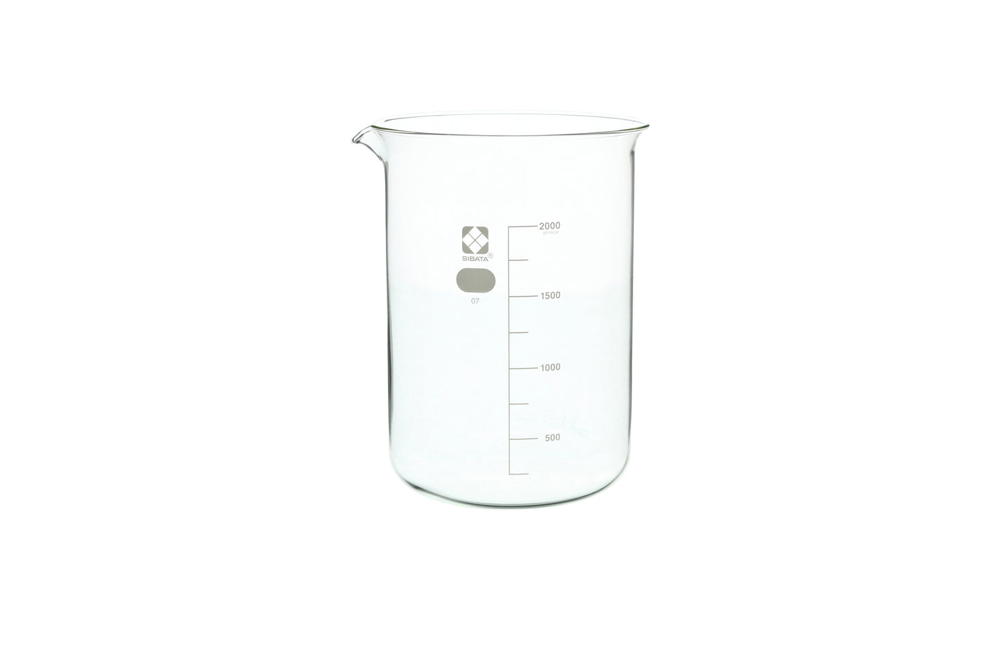 10020-2000 - SIBATA Glass Beaker 2000 mL Low-Form Griffin Borosilicate