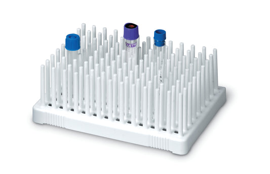 HS24312A - Heathrow Scientific Peg Tube Rack 96-Place 10-13mm White