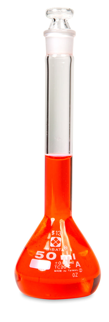 2306A-50 - SIBATA Class A Volumetric Flask 50 mL Glass Stopper ASTM E-288