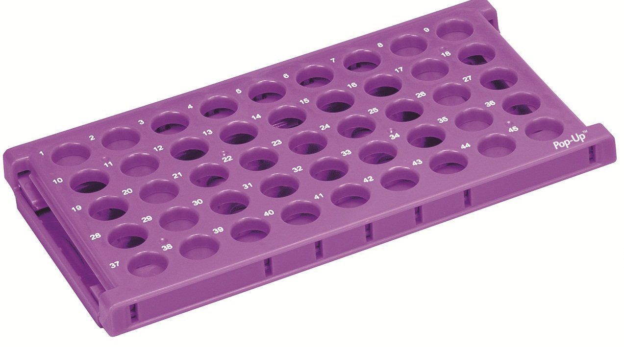 HS24318 - Heathrow Scientific Pop-Up Tube Rack 15mL 45-Place Purple Pack of 2
