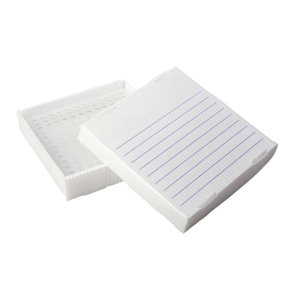 120383 - Heathrow Corrugated PP Cryogenic Freezer Box for Microtubes | Waterproof, Flat-Pack, 0.5 mL / 81-Place (White)