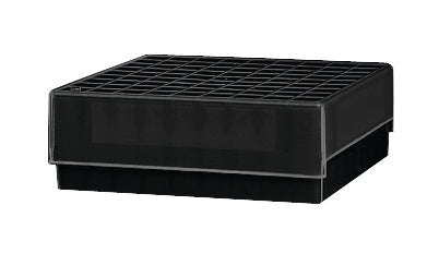 120043 - Heathrow Scientific 100-Well Hinged Microtube Storage Box, Black