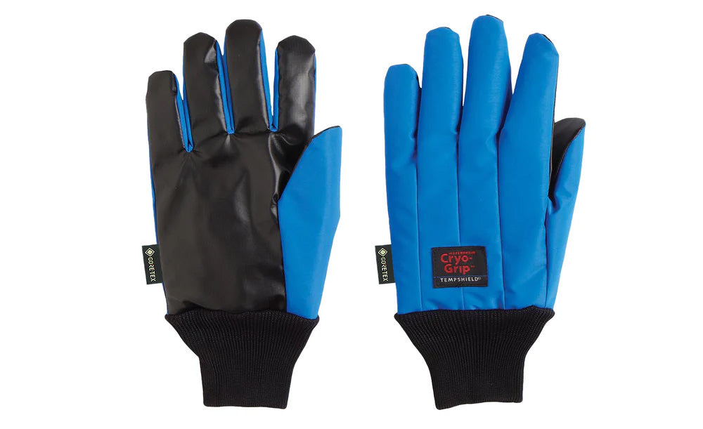 TempShield Waterproof CRYO-GRIP® Gloves Blue - grip palm and GORE-TEX liner for liquid nitrogen work