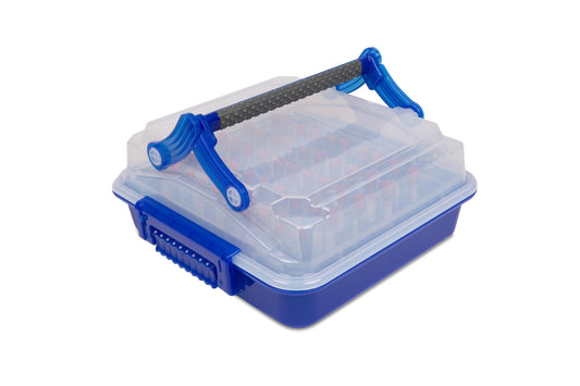 120926 - Heathrow Scientific DuraPorter XL High-Capacity Sample Transport Tote Blue Transparent Lid