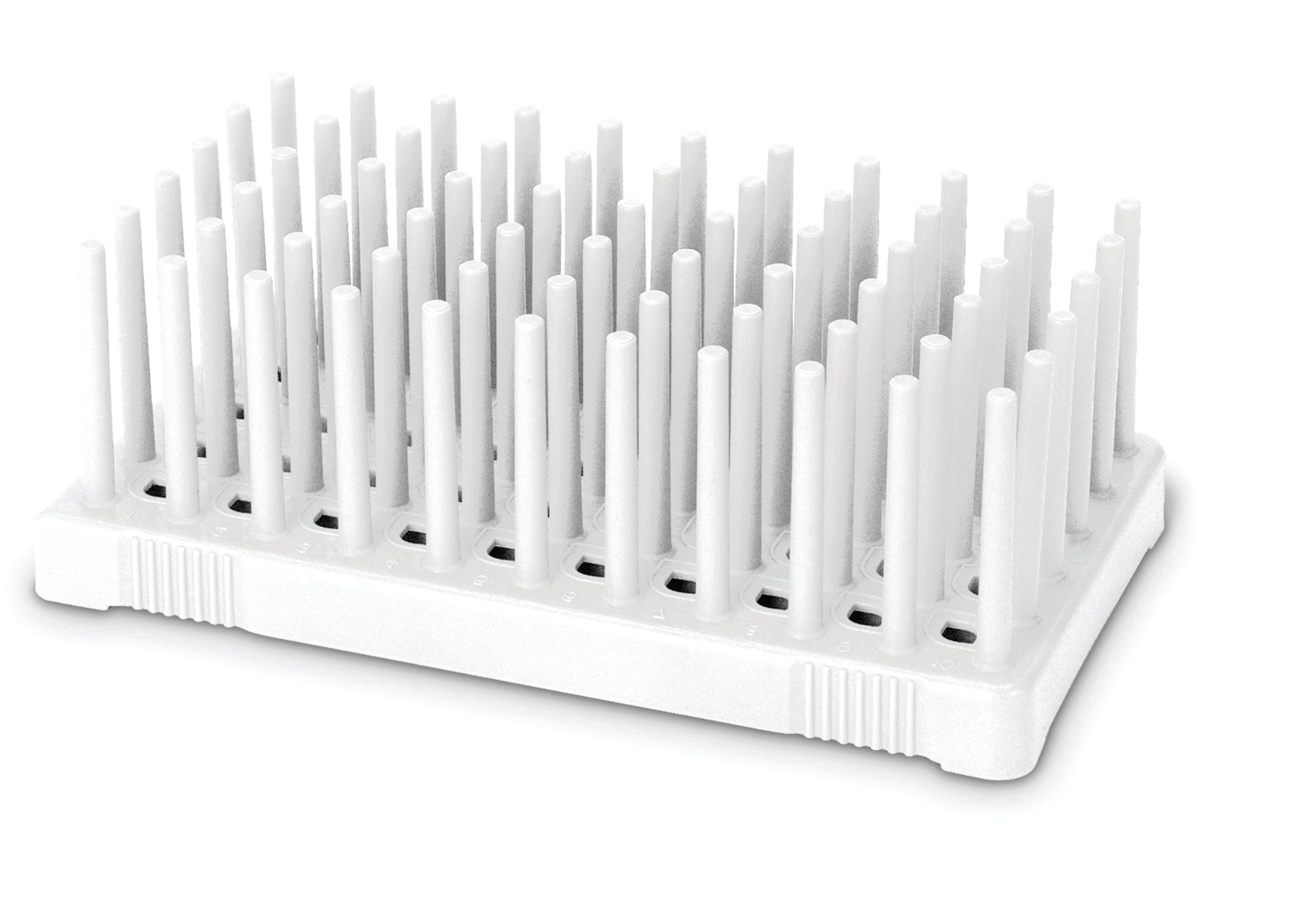 HS24311A - Heathrow Scientific Peg Tube Rack 50-Place 14-17mm White