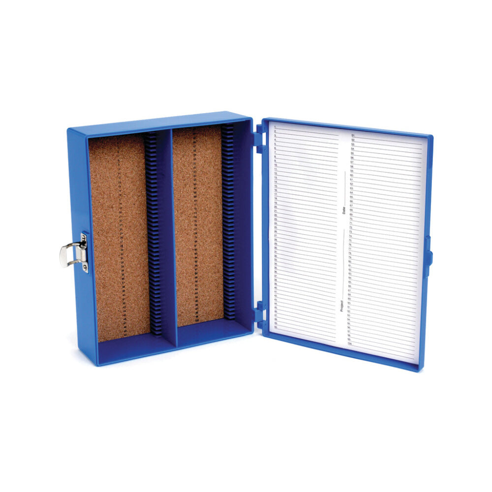 Extra-Tall Microscope Slide Box - 100-Place Cork Lining - HS15979A - Heathrow Scientific